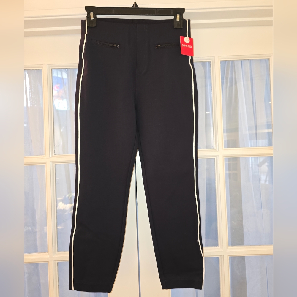 SPANX  Dark Blue Joggers with White Accents